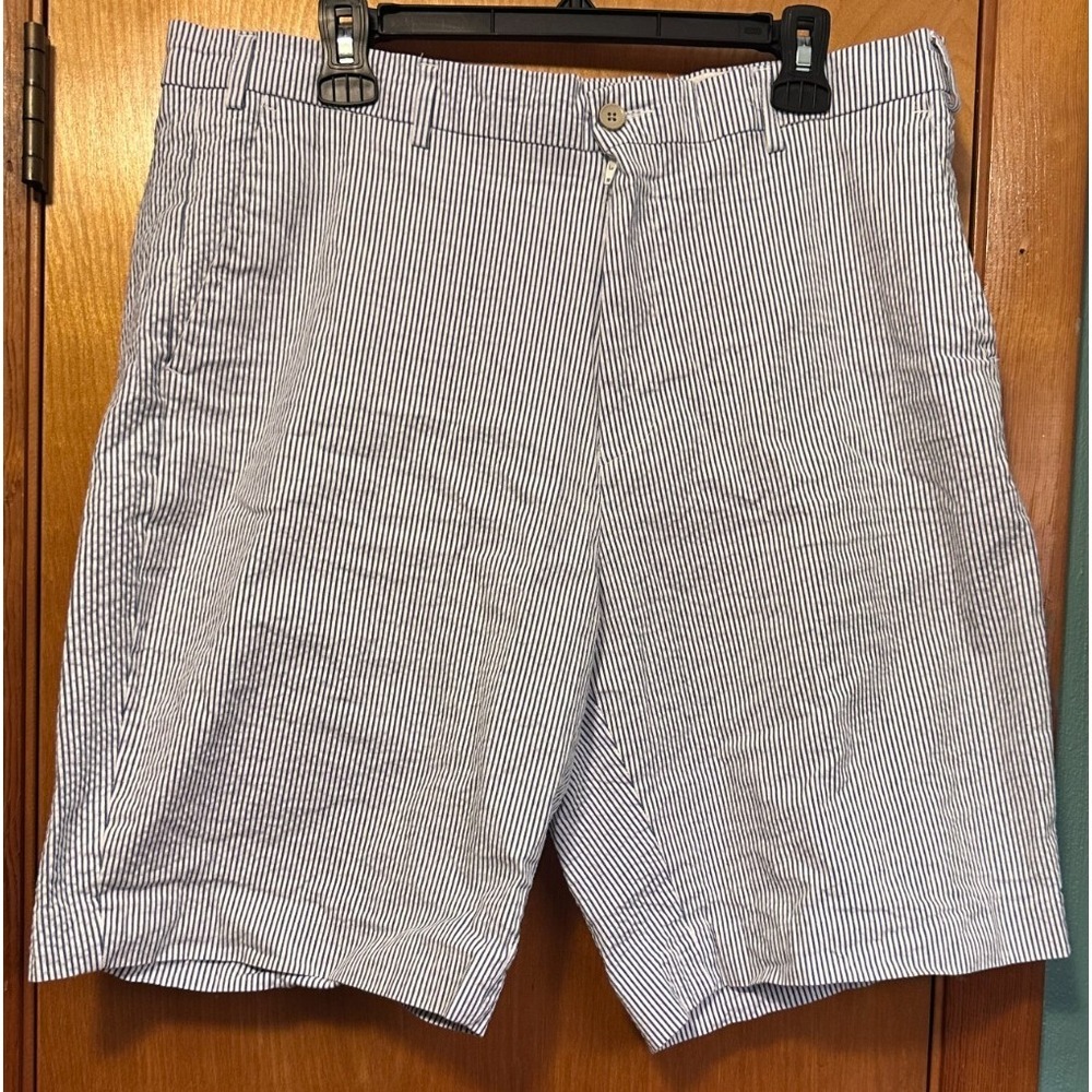 Britches by Samtex Mens Blue and White Striped Seersucker Shorts Size 38